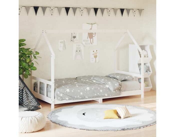 Sonata H Рамка за детско легло бяла 90x200 см масивна борова дървесина