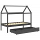 Sonata H Рамка за детско легло с чекмедже тъмносива бор масив 80х160 см