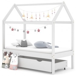 Sonata H Рамка за детско легло с чекмедже, бяла, бор масив, 70x140 см - Paturi pentru copii