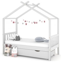 Sonata H Рамка за детско легло с чекмедже, бяла, бор масив, 80x160 см - Paturi pentru copii