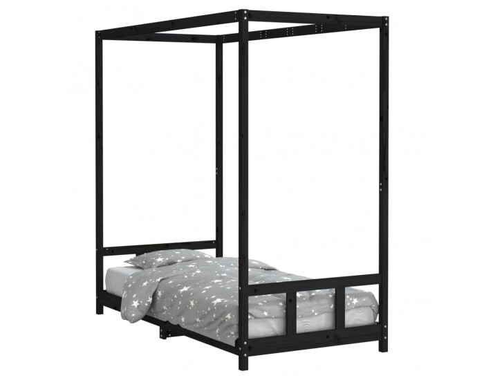 Sonata H Детска рамка за легло, черна, 90x190 см, бор масив