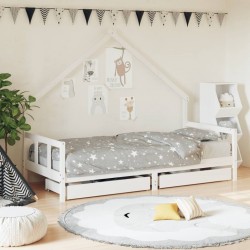 Sonata H Рамка за детско легло с чекмеджета, бяла, 90x200 см, бор масив - Paturi pentru copii