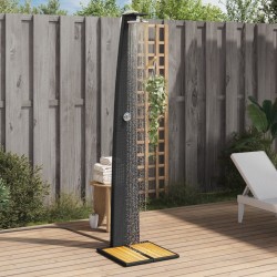 Sonata H Външен душ черен 55x60x224 см полиратан и акациево дърво - Piscine și spa