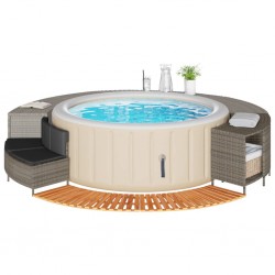 Sonata H Ограждение за джакузи, сиво, полиратан и масивна акация - Piscine și spa
