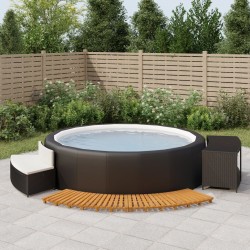 Sonata H Ограждение за джакузи, черно, полиратан и масивна акация - Piscine și spa