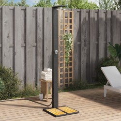 Sonata H Външен душ черен 50x55x224 см полиратан и акациево дърво - Piscine și spa