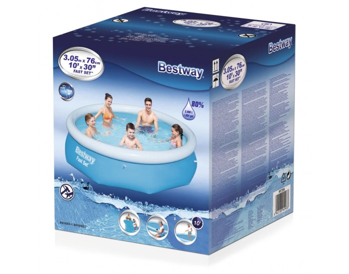 Bestway Fast Set Надуваем басейн, кръгъл, 305x76 см, 57266