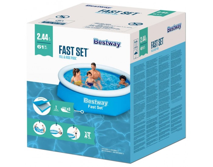 Bestway Fast Set Кръгъл надуваем басейн, 244x66 см, 57265