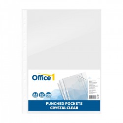 Office 1 Джоб за документи, A4, 60 µm, кристал, 100 броя - Papetărie