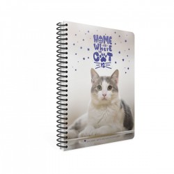 Gipta Тетрадка Catbook, бяла хартия, малки квадратчета, PP корица, със спирала, А4, 80 листа - GIPTA