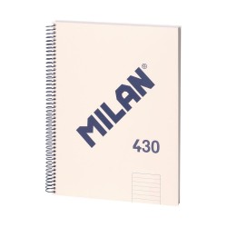 Milan Тетрадка 1918, А4, широки редове, твърда корица, със спирала, 80 листа, бежова - Papetărie