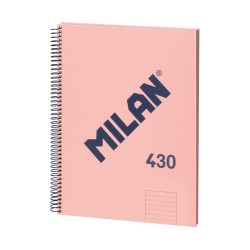 Milan Тетрадка 1918, А4, широки редове, твърда корица, със спирала, 80 листа, розова - Papetărie