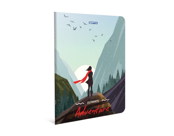 Gipta Тетрадка Adventure, А4, бяла хартия, широки редове, картонена корица, 60 листа