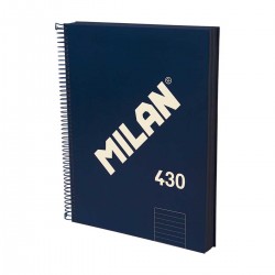 Milan Тетрадка 1918, А4, широки редове, твърда корица, със спирала, 120 листа, тъмносиня - Papetărie