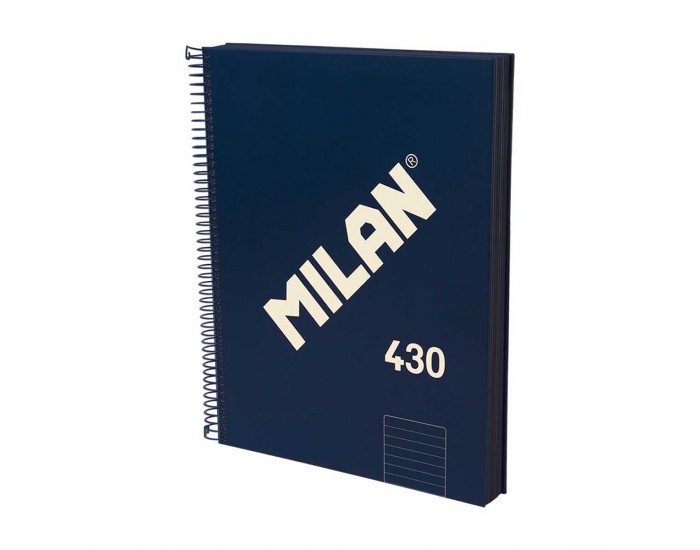 Milan Тетрадка 1918, А4, широки редове, твърда корица, със спирала, 120 листа, тъмносиня