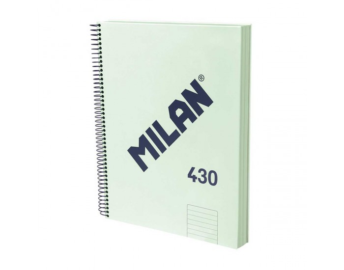 Milan Тетрадка 1918, А4, широки редове, твърда корица, със спирала, 120 листа, зелена
