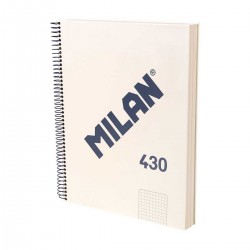 Milan Тетрадка 1918, А4, малки квадратчета, твърда корица, със спирала, 120 листа, бежова - Papetărie