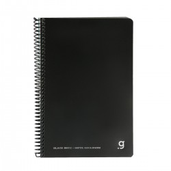 Gipta Тетрадка Black, кремава хартия, широки редове, PP корица, със спирала, 17 х 24 cm, 80 листа - GIPTA