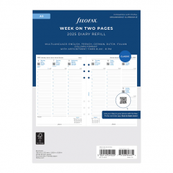 Filofax Пълнител за органайзер Classic, А5, за 2025 година, 1 седмица на 2 страници, вертикален - Filofax