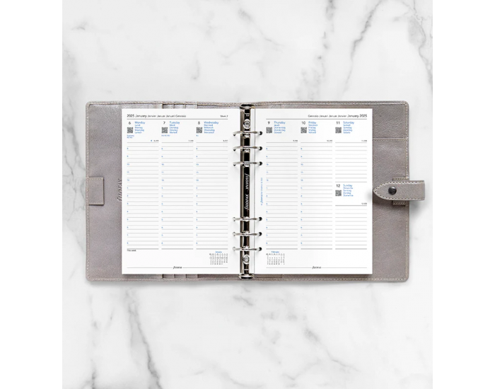 Filofax Пълнител за органайзер Classic, А5, за 2025 година, 1 седмица на 2 страници, вертикален