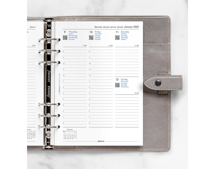 Filofax Пълнител за органайзер Classic, А5, за 2025 година, 1 седмица на 2 страници, вертикален