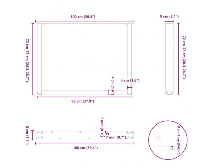 Sonata H Крака за трапезна маса с U-образна форма 2 бр.