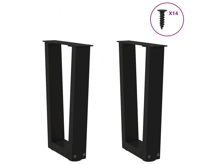 Sonata Picioare pentru măsuță de cafea în formă de V, 2 buc., negru, 28x (42-43,3) cm, oțel