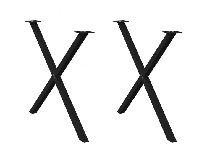 Sonata H Крака за маса за хранене с форма на X 2 бр. черни 90x(72-73) cm