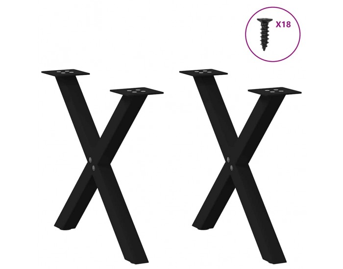 Sonata H Крака за масичка за кафе с форма на X 2 бр. черни 38x(42-43) cm