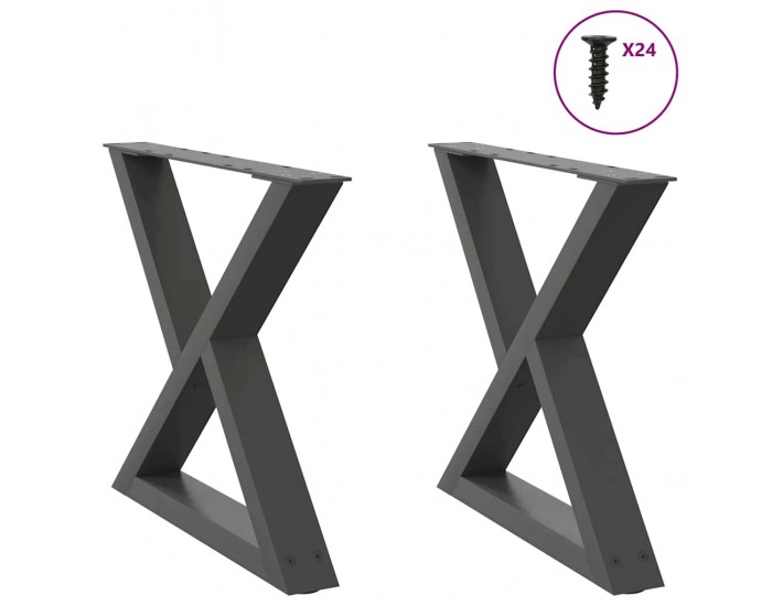 Sonata H Крака за масичка за кафе 2 бр. антрацит 60x(42-43,3) cm стомана