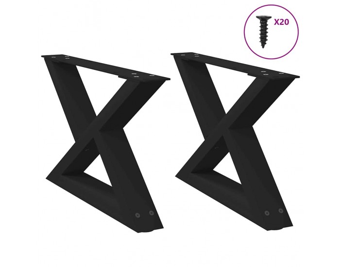 Sonata H Крака за масичка за кафе 2 бр. черни 60x(30-31,3) cm стомана