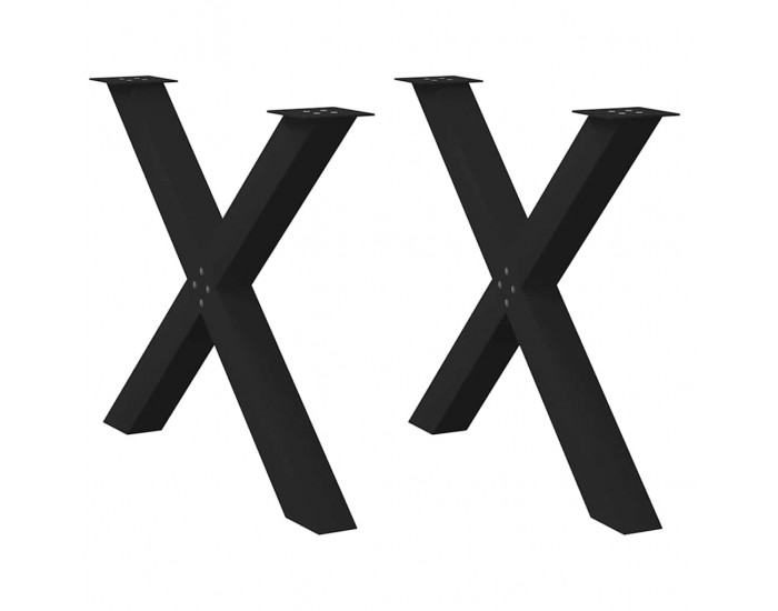 Sonata H Крака за маса за хранене с форма на X 2 бр. черни 90x(72-73) cm