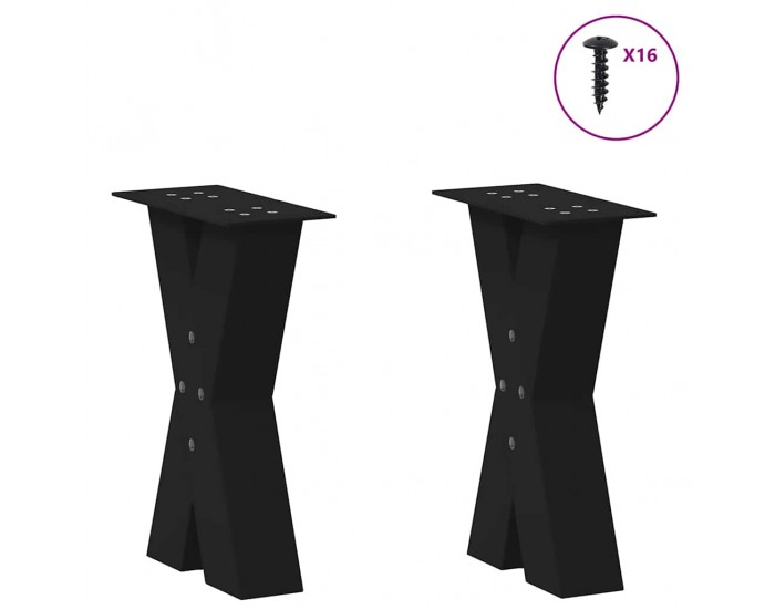 Sonata H Крака за масичка за кафе с форма на X 2 бр. черни 28x(42-43) cm