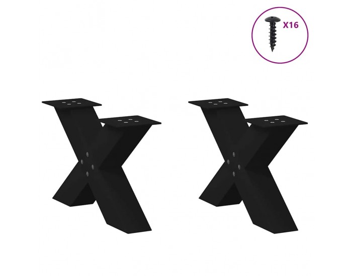 Sonata H Крака за масичка за кафе с форма на X 2 бр. черни 50x(30-31) cm