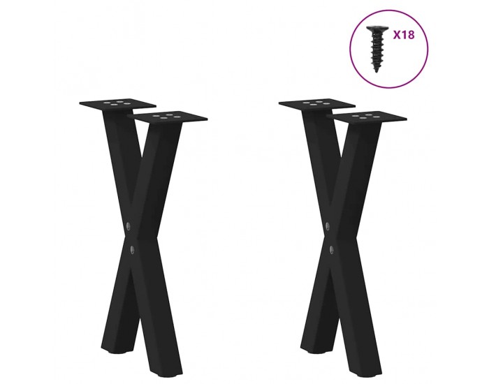 Sonata H Крака за масичка за кафе с форма на X 2 бр. черни 38x(42-43) cm