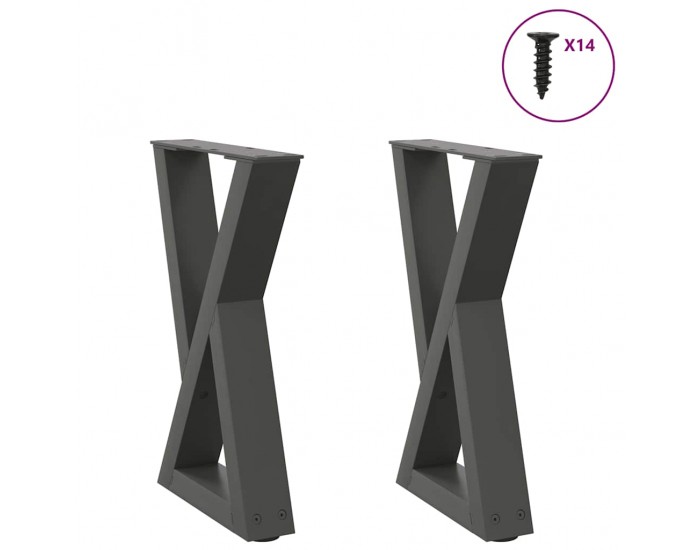 Sonata H Крака за масичка за кафе 2 бр. антрацит 28x(42-43,3) cm стомана