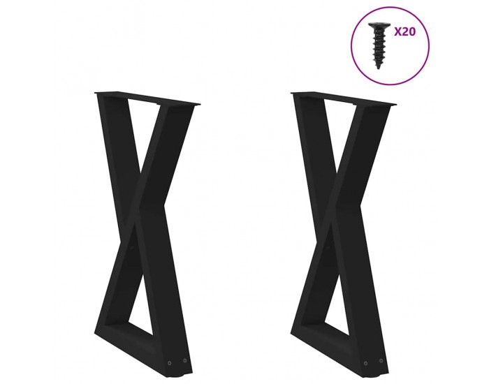 Sonata H Крака за маса за хранене 2 бр. черни 50x(72-73,3) cm стомана