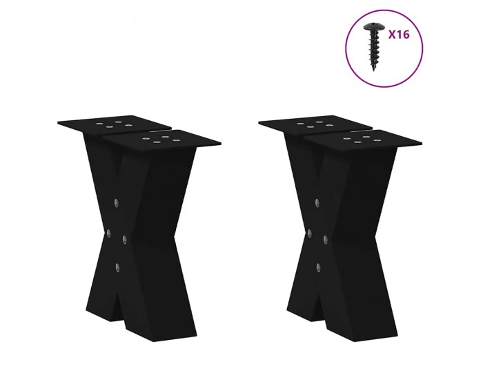 Sonata H Крака за масичка за кафе с форма на X 2 бр. черни 30x(30-31) cm