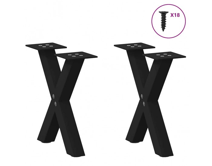 Sonata H Крака за масичка за кафе с форма на X 2 бр. черни 37x(30-31) cm