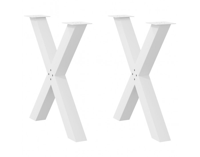 Sonata H Крака за маса за хранене с форма на X 2 бр. бели 70x(72-73) cm