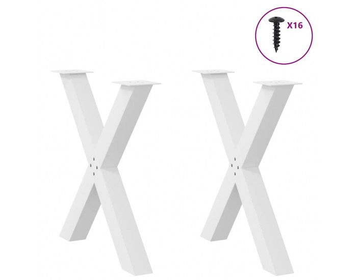 Sonata H Крака за маса за хранене с форма на X 2 бр. бели 70x(72-73) cm