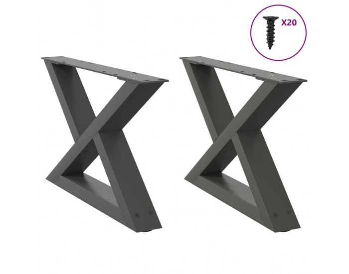 Sonata H Крака за масичка за кафе 2 бр. антрацит 50x(30-31,3) cm стомана