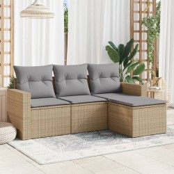 Sonata H Градински диван с възглавници, 4 части, бежов полиратан - Unelte și accesorii de grădină