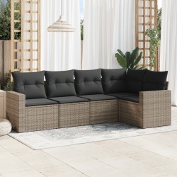 Sonata H Градински комплект с възглавници, 5 части, сив полиратан - Unelte și accesorii de grădină