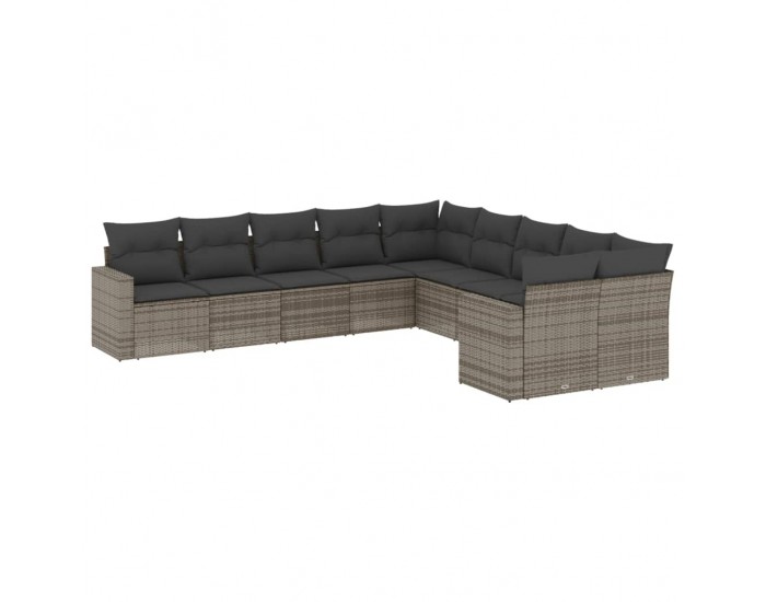Sonata Set mobilier de grădină cu perne, 10 piese, gri, poliratan