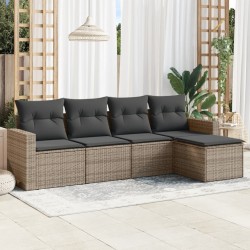 Sonata H Градински комплект с възглавници, 5 части, сив полиратан - Unelte și accesorii de grădină