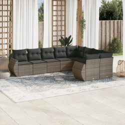 Sonata H Градински комплект диван с възглавници 9 части сив полиратан - Unelte și accesorii de grădină