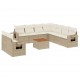 Sonata H Градински диван с възглавници, 10 части, бежов полиратан