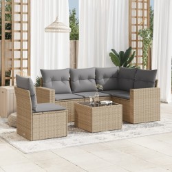 Sonata H Градински диван с възглавници, 6 части, бежов полиратан - Unelte și accesorii de grădină