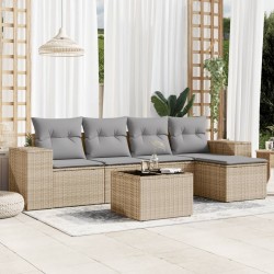 Sonata H Градински диван с възглавници, 6 части, бежов полиратан - Unelte și accesorii de grădină